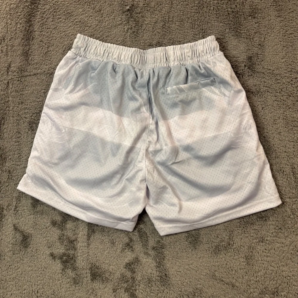 Stainbandz White Mesh Graphic Basketball Shorts Mens Size Medium Streetwear New